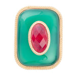 Green Onyx Stacked Stone Golden Statement Ring - Barse Jewelry