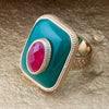 Green Onyx Stacked Stone Golden Statement Ring - Barse Jewelry