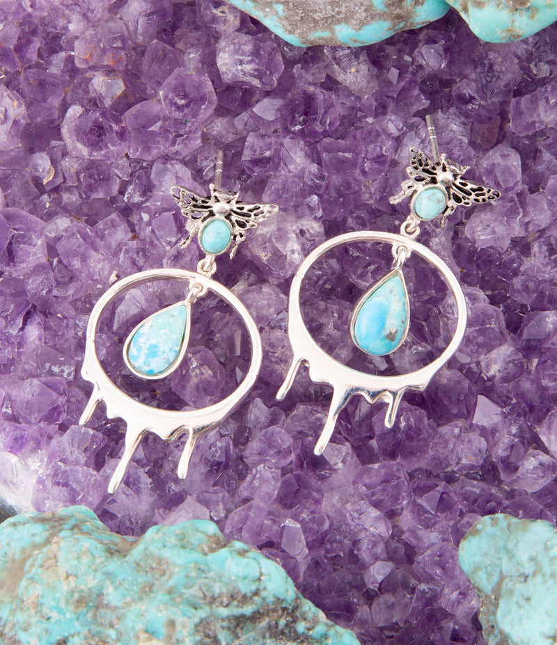 Honey Blue Turquoise Sterling Silver Drop Earrings - Barse Jewelry