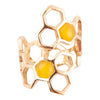 Honeycomb Yellow Agate Golden Ring - Barse Jewelry