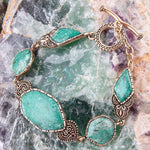 Ikkat Green Chrysocolla Golden Link Bracelet - Barse Jewelry