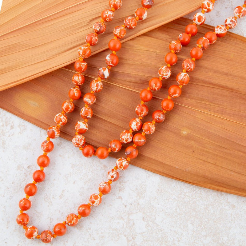 Immeasurable Bead Necklace-Polished Orange Jasper - Barse Jewelry