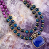 Indigo Blue Agate Pendant Statemen Golden Necklace - Barse Jewelry