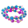 Indigo Blue Purple Agate Stack Golden Bracelet Set - Barse Jewelry