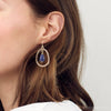 Inline Blue Lapis Drop Golden Earrings - Barse Jewelry