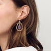 Inline Purple Jade Drop Golden Earrings - Barse Jewelry