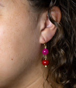 Jade Fuchsia Sunset Red Golden Drop Earrings - Barse Jewelry