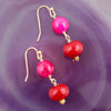 Jade Fuchsia Sunset Red Golden Drop Earrings - Barse Jewelry