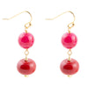 Jade Fuchsia Sunset Red Golden Drop Earrings - Barse Jewelry