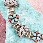 Legacy Blue Turquoise and Dalmatian Jasper Golden Bracelet - Barse Jewelry