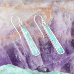 Line Blue Turquoise Sterling Silver Drop Earrings - Barse Jewelry