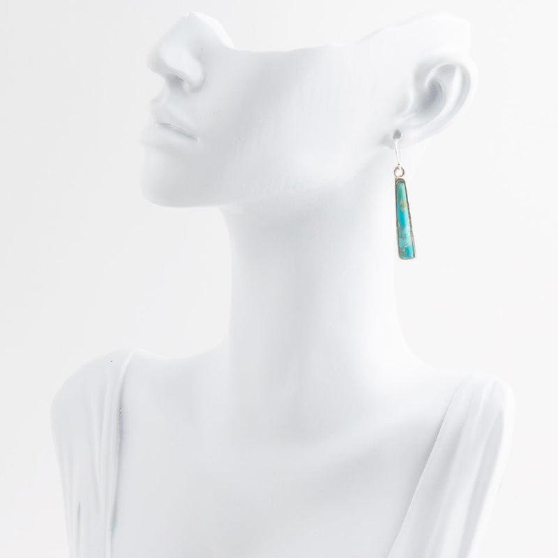 Line Blue Turquoise Sterling Silver Drop Earrings - Barse Jewelry