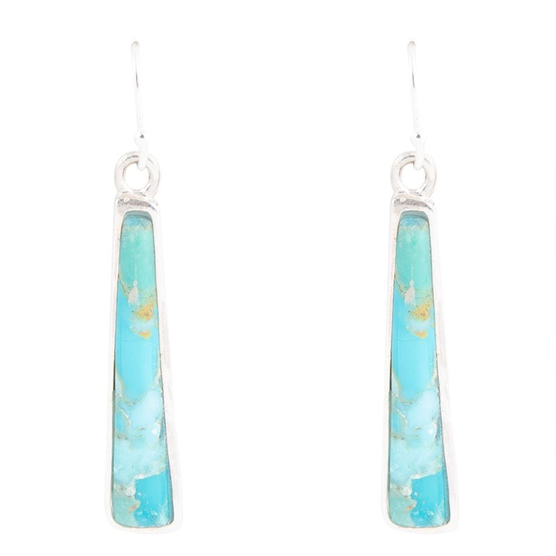 Line Blue Turquoise Sterling Silver Drop Earrings - Barse Jewelry