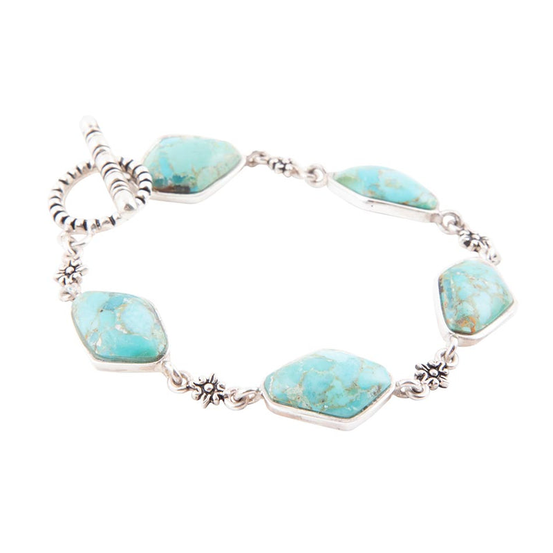 Linked Blue Turquoise and Sterling Bracelet - Barse Jewelry