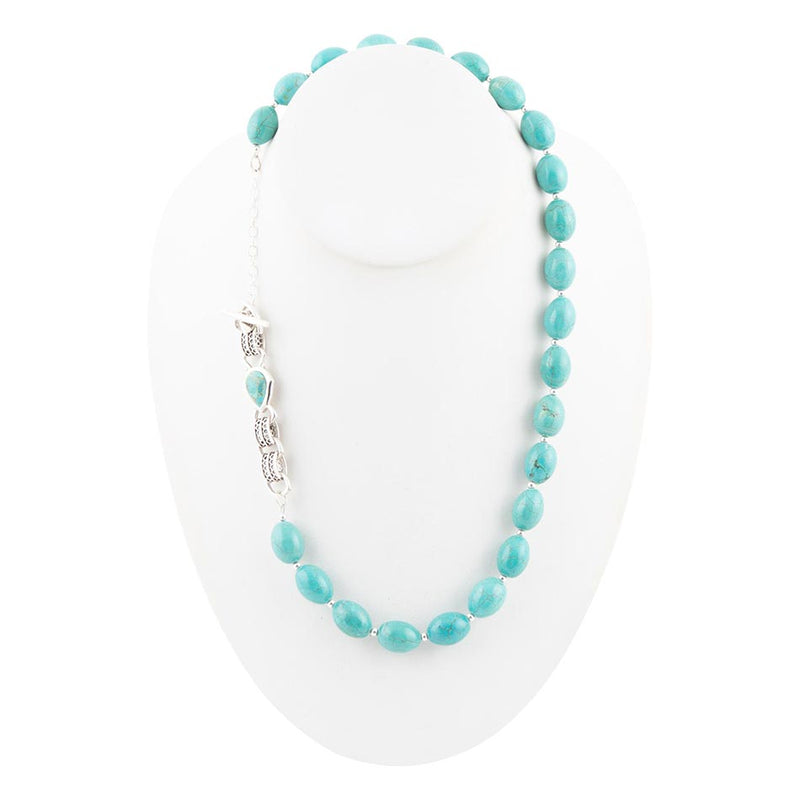 Linked Sterling Blue Turquoise Nugget Necklace - Barse Jewelry