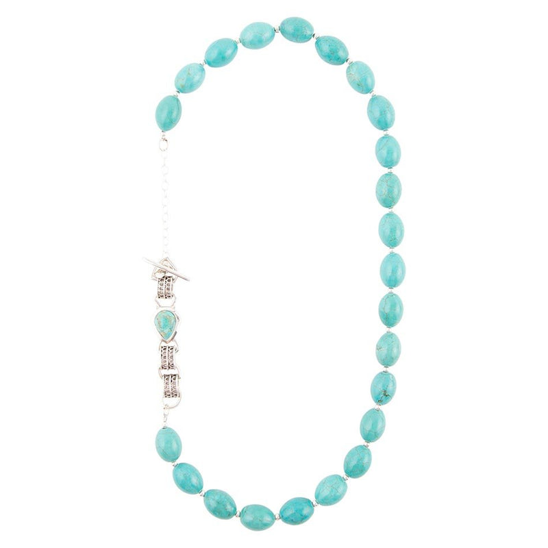 Linked Sterling Blue Turquoise Nugget Necklace - Barse Jewelry