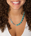 Linked Sterling Blue Turquoise Nugget Necklace - Barse Jewelry