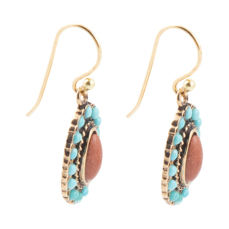 Little Sedona Turquoise and Goldstone Earrings - Barse Jewelry