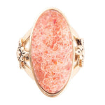 Lucent Orange Coral Golden Ring - Barse Jewelry