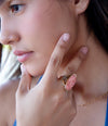 Lucent Orange Coral Golden Ring - Barse Jewelry