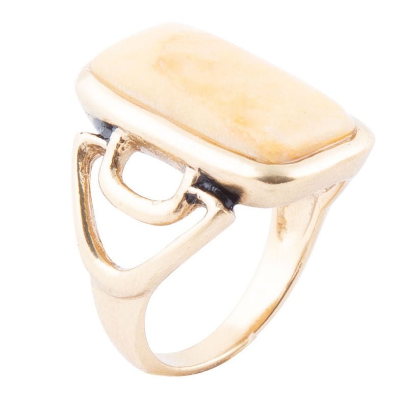 Luster Yellow Agate Golden Statement Ring - Barse Jewelry