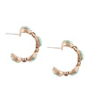 Luxurious Blue Turquoise Golden Hoop Earrings - Barse Jewelry