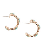 Luxurious Blue Turquoise Golden Hoop Earrings - Barse Jewelry