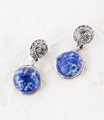 Madrid Blue Lapis Sterling Silver Post Drop Earrings - Barse Jewelry