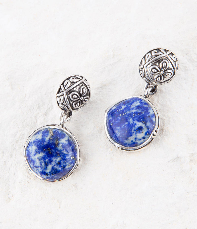 Madrid Blue Lapis Sterling Silver Post Drop Earrings - Barse Jewelry