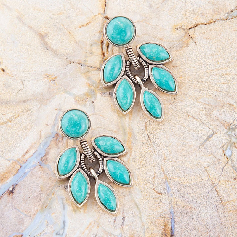 Make an Entrance Green Turquoise Golden Post Earrings - Barse Jewelry