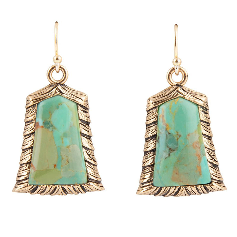 Meriette Blue Turquoise Golden Drop Earrings - Barse Jewelry