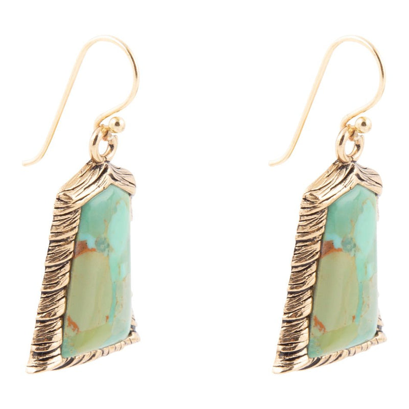 Meriette Blue Turquoise Golden Drop Earrings - Barse Jewelry