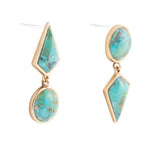 Miss-Matched Blue Turquoise Golden Post Earrings - Barse Jewelry