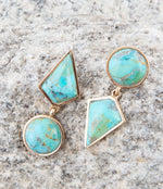 Miss-Matched Blue Turquoise Golden Post Earrings - Barse Jewelry