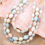 Mixed Morganite Pastel Statement Strand Necklaces - Barse Jewelry