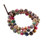 Multicolor Tiger's Eye Strand Golden Bracelet Set - Barse Jewelry