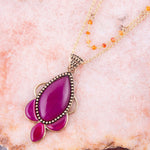 Neims Pink Carnelian Golden Pendant Necklace - Barse Jewelry