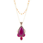 Neims Pink Carnelian Golden Pendant Necklace - Barse Jewelry