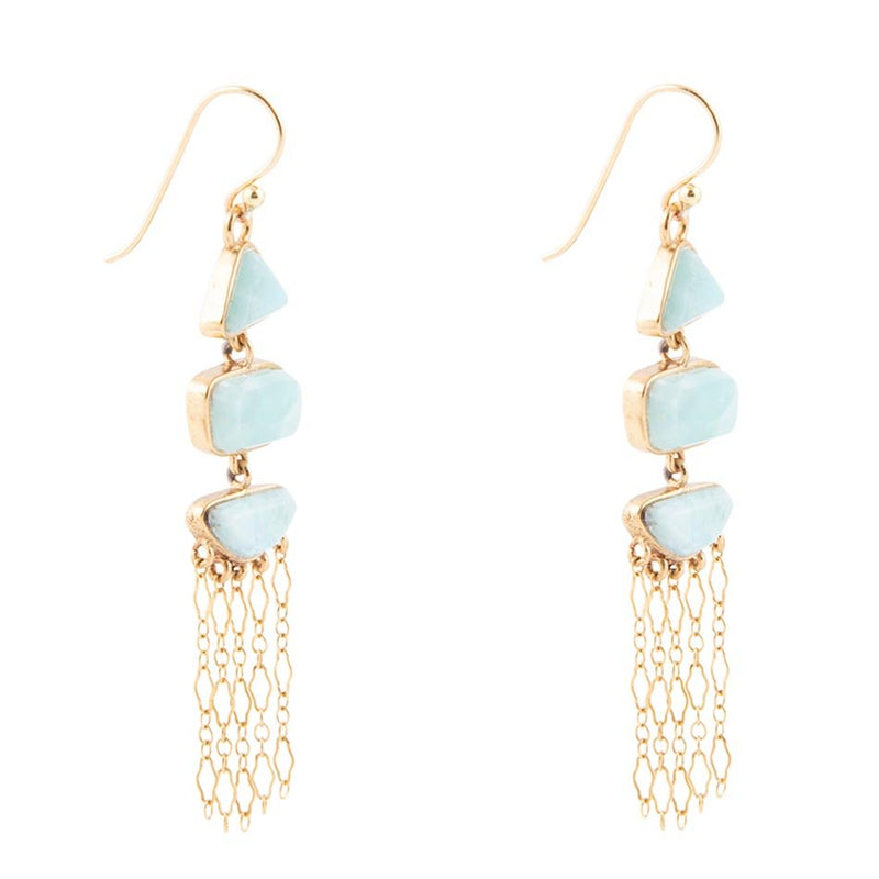 Ohana Blue Larimar Golden Chandelier Drop Earrings - Barse Jewelry