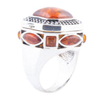 Orange Amber and Sterling silver Vessel Ring - Barse Jewelry