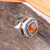 Orange Amber and Sterling silver Vessel Ring - Barse Jewelry