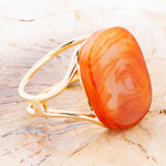 Orange Carnelian Golden Cuff Bracelet - Barse Jewelry