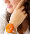 Orange Carnelian Golden Cuff Bracelet - Barse Jewelry