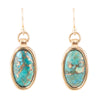 Oval Blue Turquoise Matrix Golden Drop Earrings - Barse Jewelry