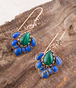 Peacock Blue Lapis Golden Drop Earrings - Barse Jewelry