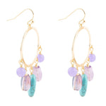 Periwinkle Amethyst and Blue Magnesite Golden Chandelier Earrings - Barse Jewelry