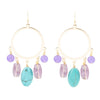 Periwinkle Amethyst and Blue Magnesite Golden Chandelier Earrings - Barse Jewelry