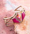 Pink Agate and Coral Matrix Golden Cuff Bracelet - Barse Jewelry