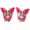 Pink Agate Golden Butterflies Post Earrings - Barse Jewelry