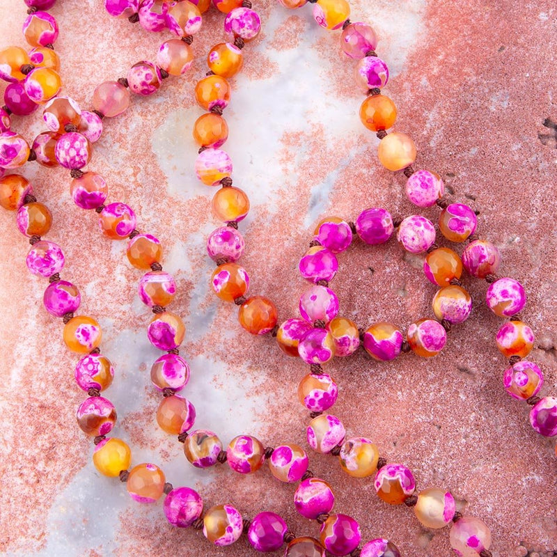 Pink Agate Knotted Necklace - Barse Jewelry